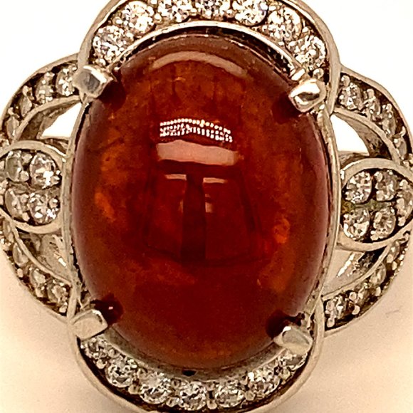 Spessartine 10.40ct Platinum Solid Silver Ring - Picture 6 of 6